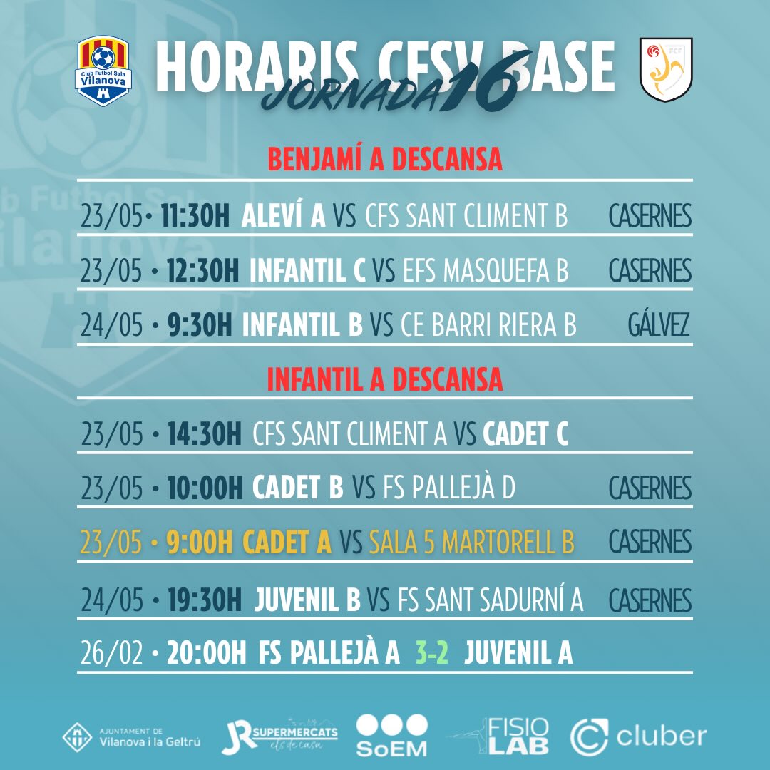 🗓️Horaris de l'última jornada